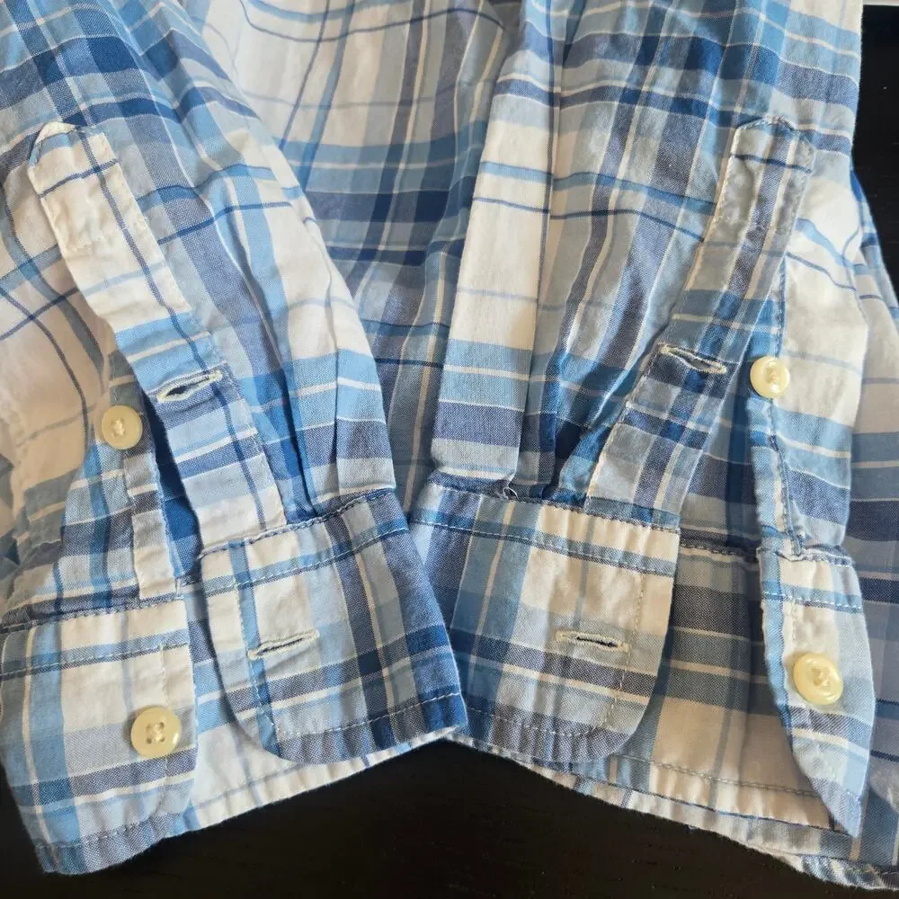 Ralph Lauren Boy Teen Tween Button Down Shirt Plaid Cotton School Basics Large